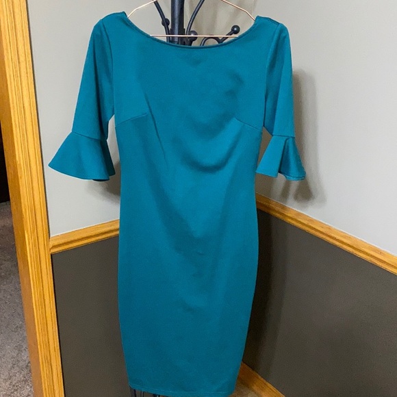Vfemage jade green scoop neck bell sleeve dress size medium - Picture 1 of 5